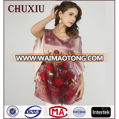 CX8032 series Trushow red wrap satin silk blouses in stock